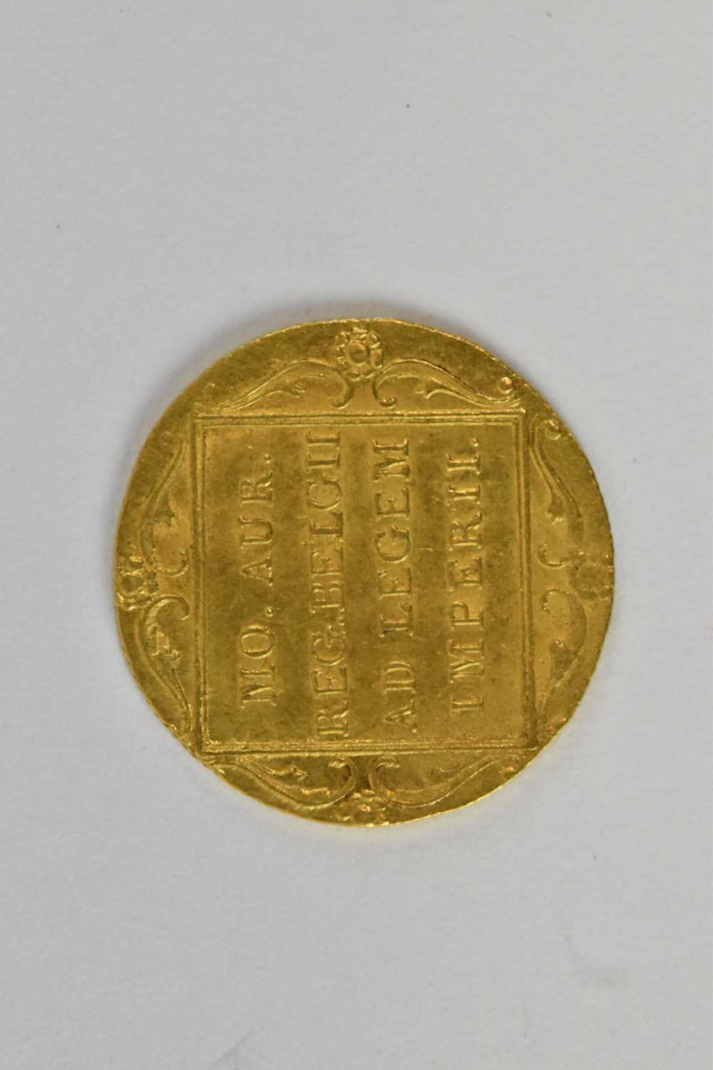 A Dutch one dukat gold coin, 1840, diameter 1.8cm, approx 3.5g. - Image 2 of 2