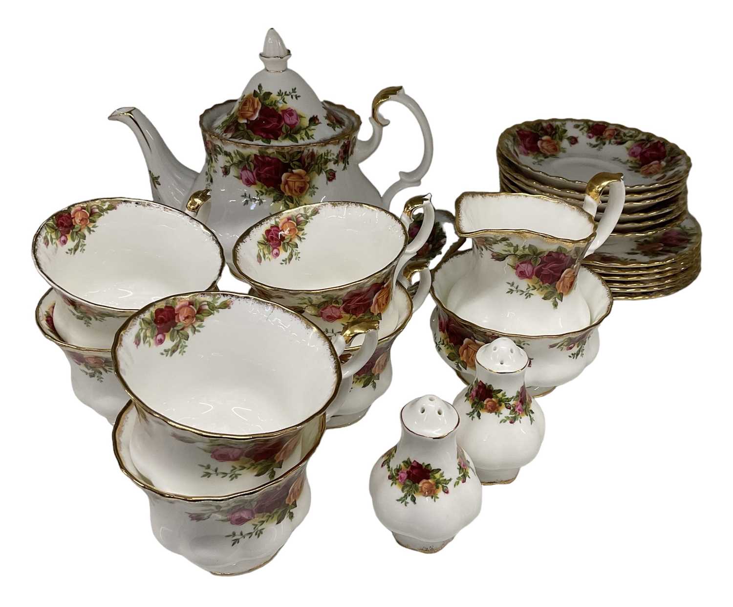 ROYAL ALBERT; a six setting tea service decorated in the 'Old Country Roses' pattern, comprising six