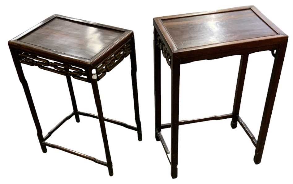 A Chinese rosewood side table, 33 x 46cm, and another similar Chinese rosewood side table, 32 x 43cm - Image 2 of 2