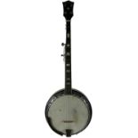 SHELTONS; a modern banjo, cased.