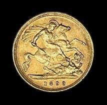 A Victoria 1899 half sovereign, old head.