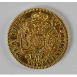 A 1752 French one ducat gold coin, diameter 2cm, approx 2.3g.