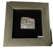 ZADOK ARTS ISRAEL; a 925 silver plaque of Jerusalem, 7.5 x 6cm, framed and glazed.