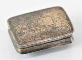 NATHANIEL MILLS; a William IV hallmarked silver vinaigrette with engraved decoration and pierced