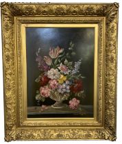 † ADRIAN HOFFMAN; 20th century oil on board, still life of flowers, signed lower right, 60 x 44cm,
