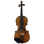 A full size German violin with two-piece back, length 36cm, unlabelled. Condition Report: No major