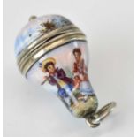 A fine late 19th century enamel decorated pear shaped pendant vinaigrette, approx 2.5cm. Condition