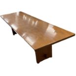 A huge modern hardwood rectangular refectory table, 305 x 90cm.