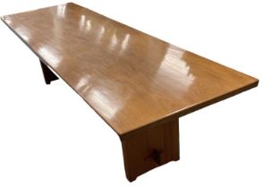 A huge modern hardwood rectangular refectory table, 305 x 90cm.