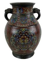 A 19th century Chinese cloisonné enamel twin handled vase, height 29cm.