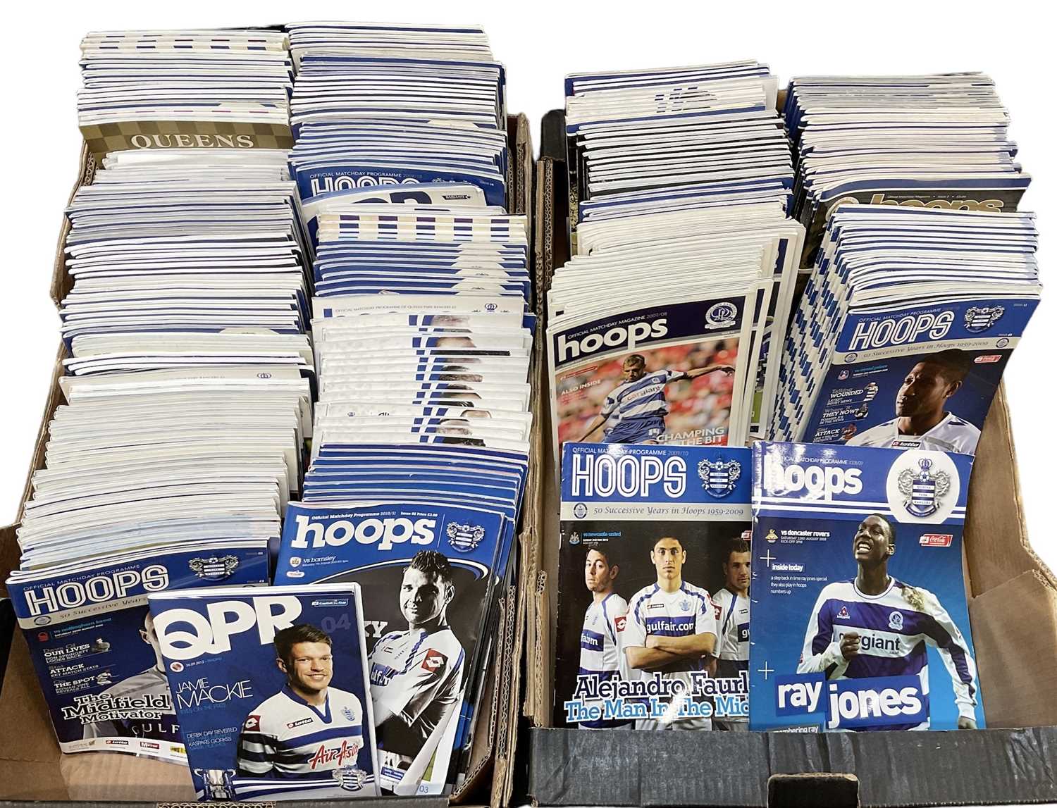 A collection of approximately two hundred and fifty Queens Park Rangers football programmes from