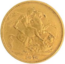 A Victoria 1876 full sovereign, young head.