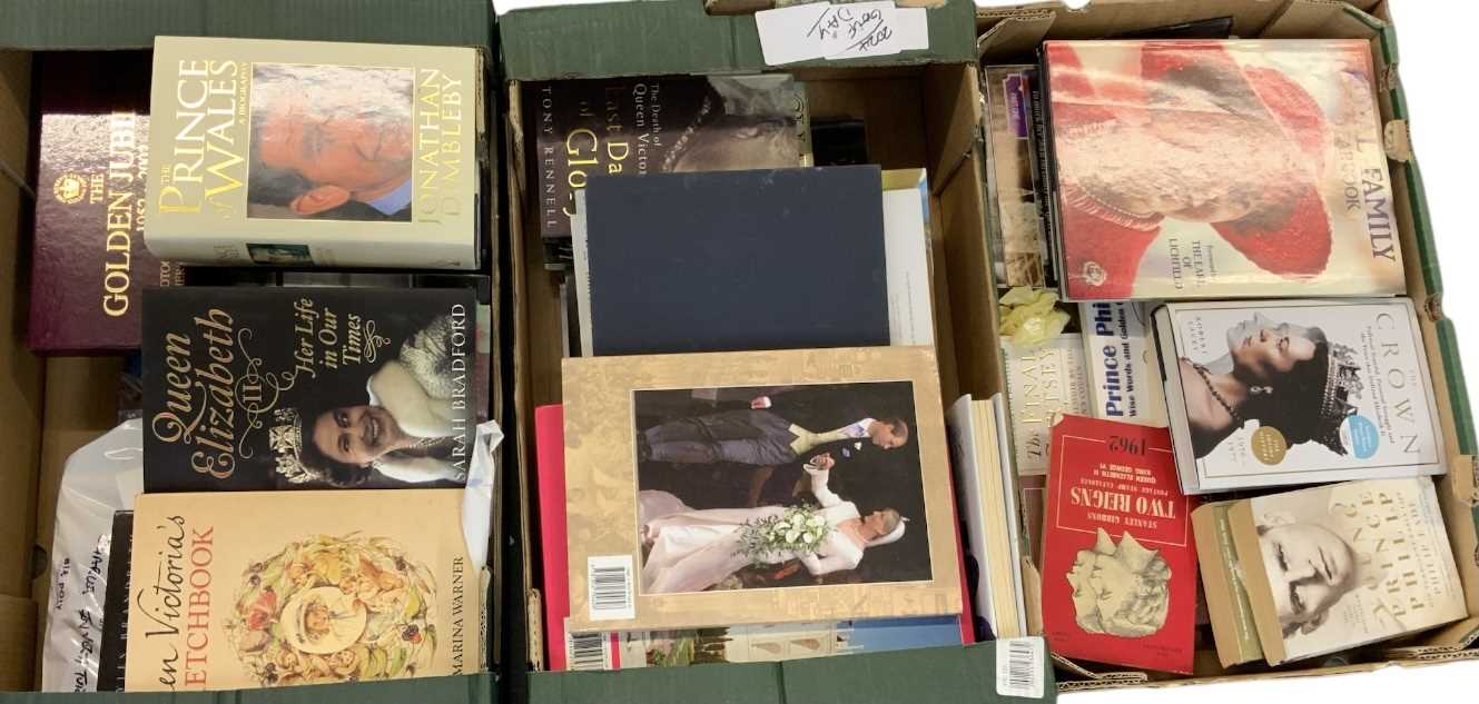 Three boxes of mainly Royal and commemorative books.