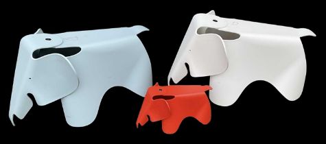 CHARLES & RAY EAMES FOR VITRA; two moulded plastic stools modelled as elephants, height 40cm, length