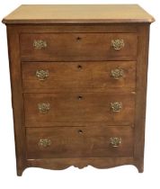 An early 20th century mahogany chest of four long drawers, width 73cm.