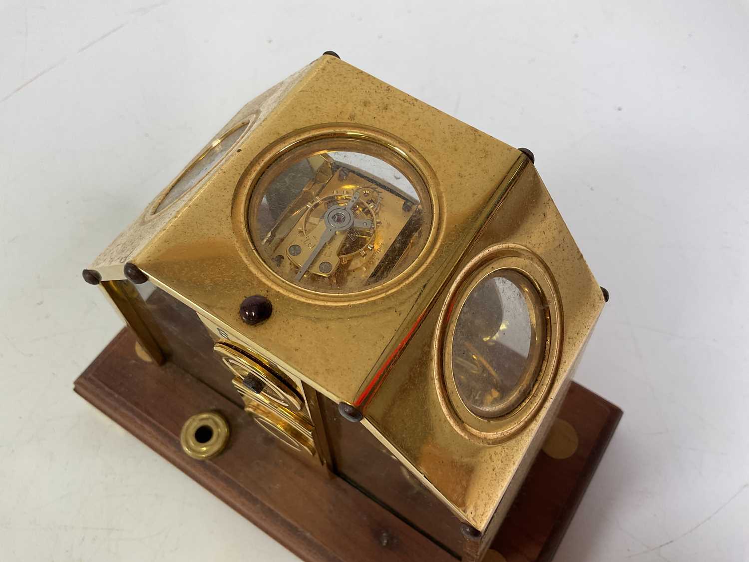 A Michael's 21st Century Millennium 2000 brass skeleton clock, with glazed and brass case and oak - Image 4 of 6