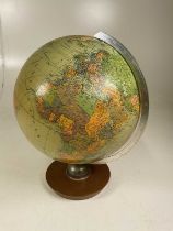 A Globus terrestrial globe circa 1970, height 44cm.