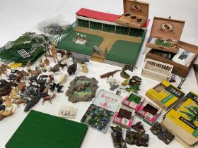 BRITAINS; a large quantity of animals and garden parts including zoo animals, homemade zoo and