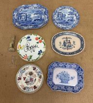 A quantity of ceramic platters and plates including Spode Italian, Mason's Oriental.