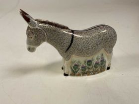 ROYAL CROWN DERBY; a donkey paperweight with gold plug, length 20cm. Condition Report: First quality