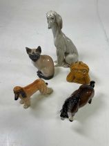 BESWICK; a figure of a horse and an Afghan dog, a Lladrό model of a dog, a Royal Copenhagen