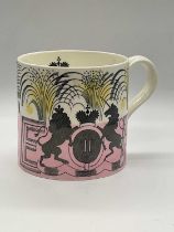 ERIC RAVILIOUS FOR WEDGWOOD (1903-1942); a Queen Elizabeth II Coronation mug, 1953, with printed