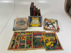 A mixed collection of books and comics including a Werner Laurie Show Book titled 'A Rubbalong Tale'