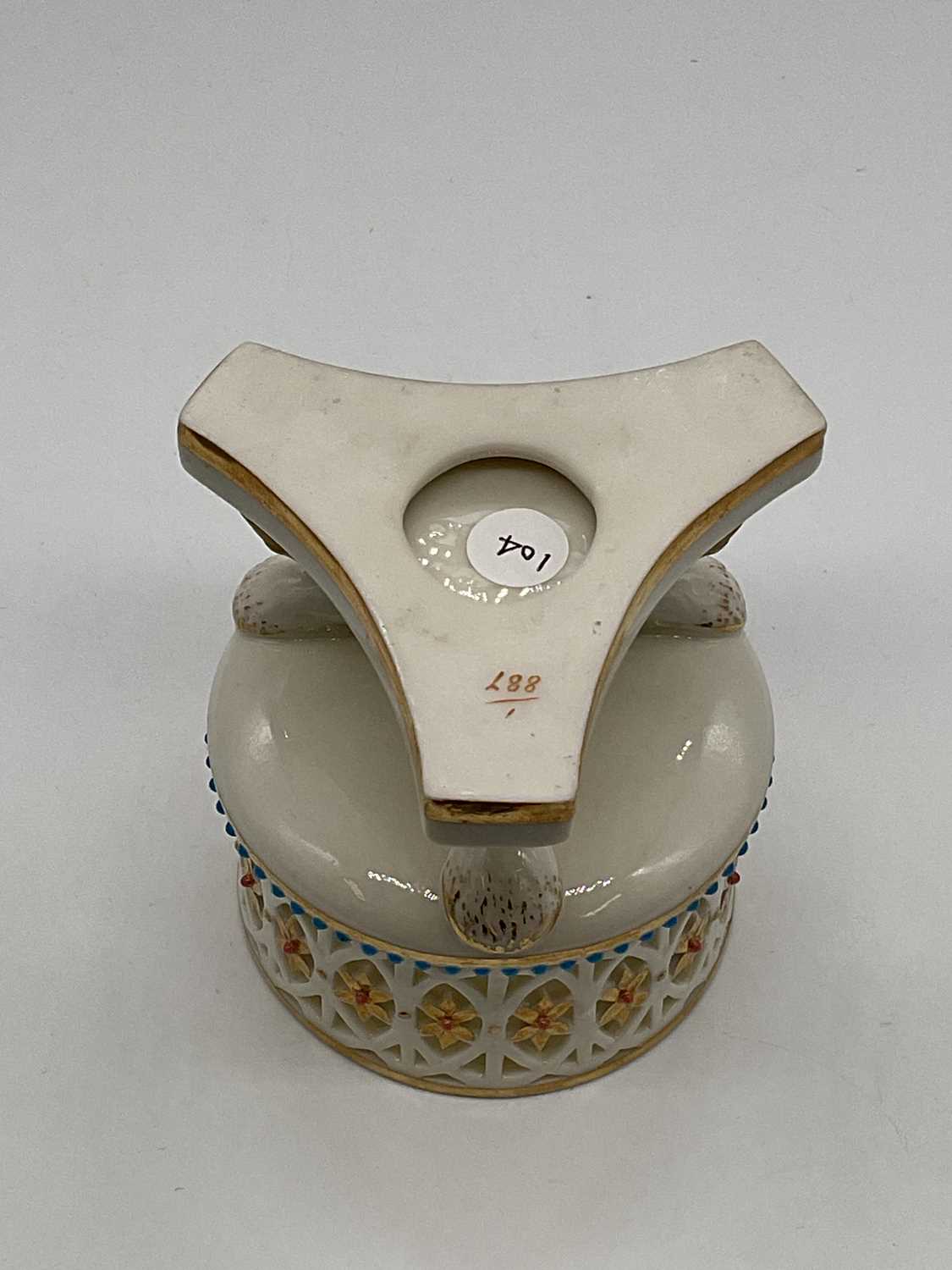 GRAINGER & CO, WORCESTER; a small reticulated pot raised on three goat hoof supports and - Image 4 of 4