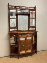 A 19th century mahogany mirror back sideboard, with painted panelled doors, height 210cm, width