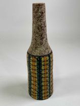 A mid 20th century Italian art pottery vase, in rough lava textural glaze with green and yellow