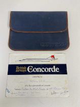 CONCORDE; a small group of ephemera including certificate, printed letters, also a hand written