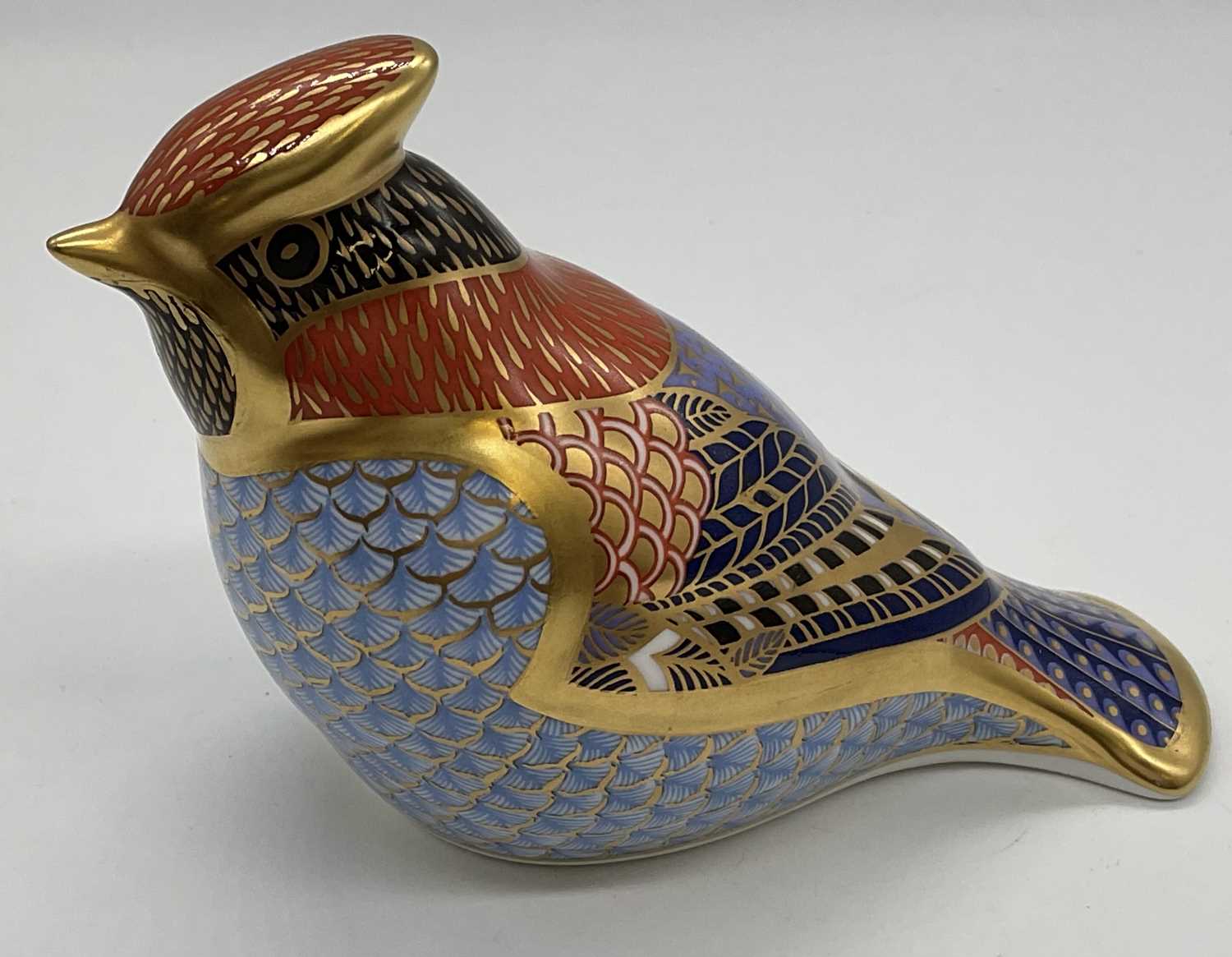 ROYAL CROWN DERBY; paperweights bird models comprising 'Blue Jay' with gold stopper, 'Waxwing' - Image 9 of 9