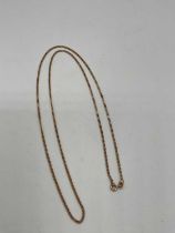 A 9ct yellow gold flat link chain, length approx 60cm, approx 5.4g.