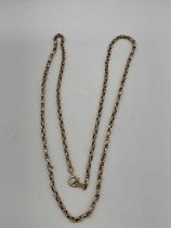 A 9ct yellow gold hoop link chain, length 58cm, approx 11.5g.