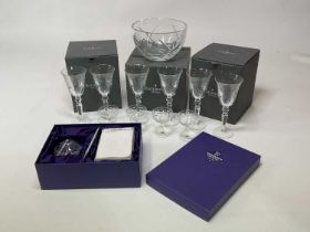 A John Rocha for Waterford Crystal bowl, a set of six Waterford Crystal wine glasses and an