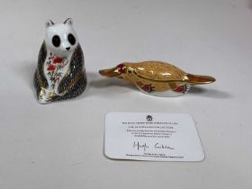 ROYAL CROWN DERBY; paperweights comprising 'Duck-billed Platypus' by Hugh Gibson from the Australian