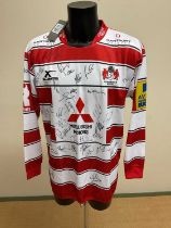 GLOUCESTER RUGBY CLUB; a multi-signed shirt circa 2015.