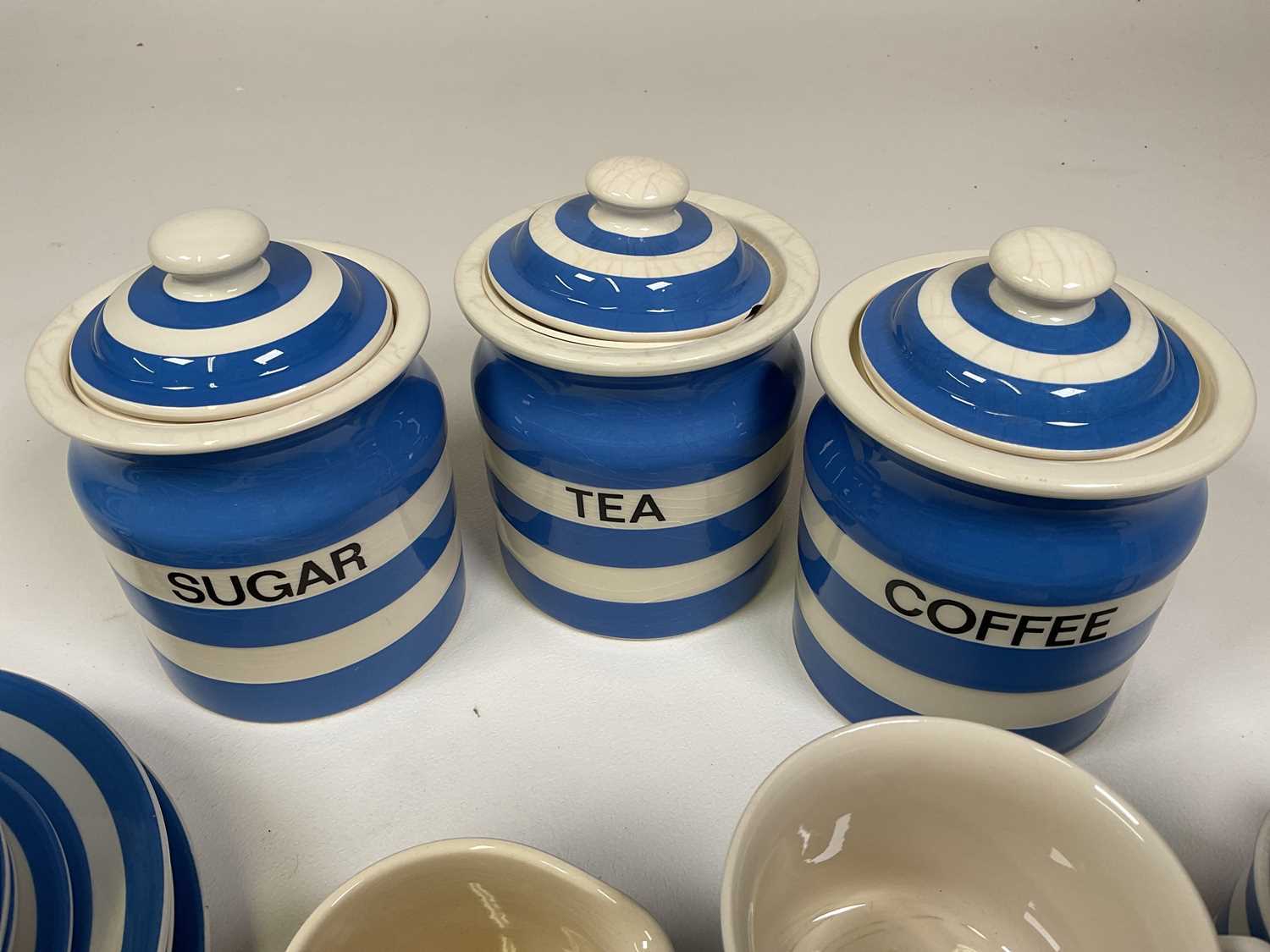 T G GREEN; a quantity Cornishware including storage jars, plates, bowls etc, with Judith Onions - Image 3 of 4