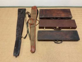 Three leather gun cases, one labelled Berretta and two gun sleeves (5)