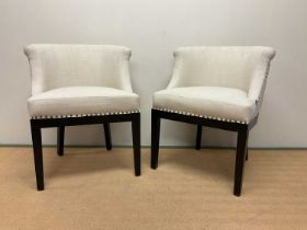 EICHHOLTZ; two contemporary fabric upholstered tub chairs with visible stud decoration and square