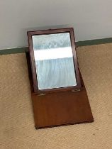 A late 19th century mahogany campaign mirror with two door folding case, 42 x 32cm