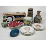 Mid 20th century ceramics, to include West German pottery, Italian pottery and a boxed set of Arabia