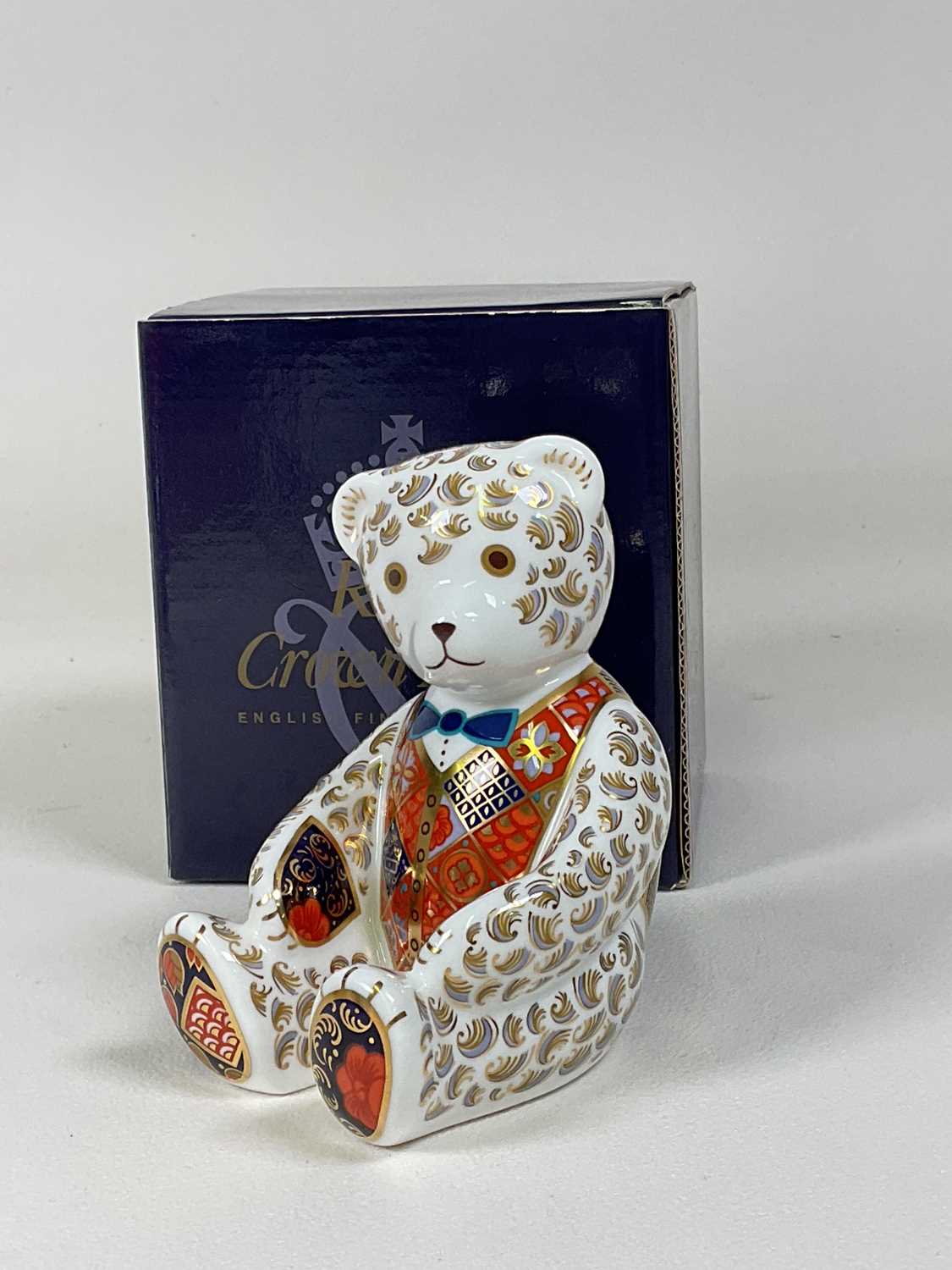 ROYAL CROWN DERBY; four boxed paperweights with gold stoppers, 'Seated Teddy Bear' height 12cm, ' - Image 2 of 6