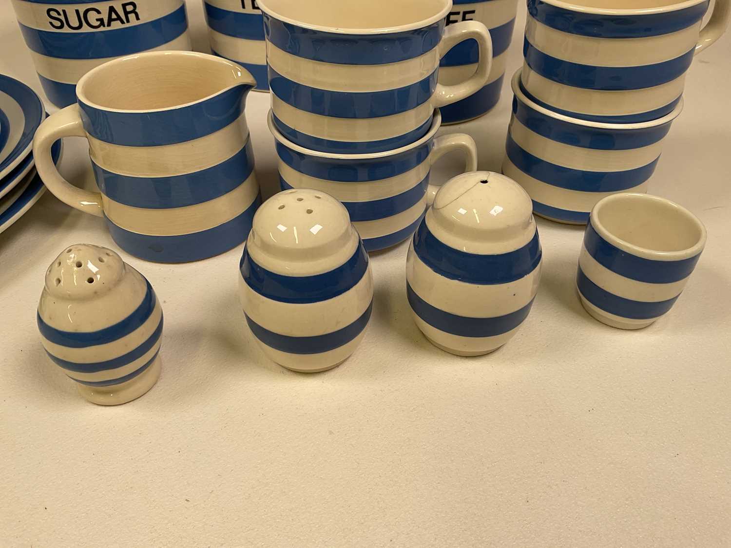 T G GREEN; a quantity Cornishware including storage jars, plates, bowls etc, with Judith Onions - Image 2 of 4