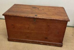 A late Victorian rectangular pine blanket box, height 63cm, width 95cm.