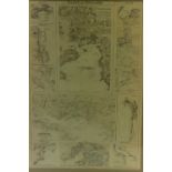 A framed map titled the 'Coast of England', with inset plans for 'Plymouth Sound', 'Ramsgate', '