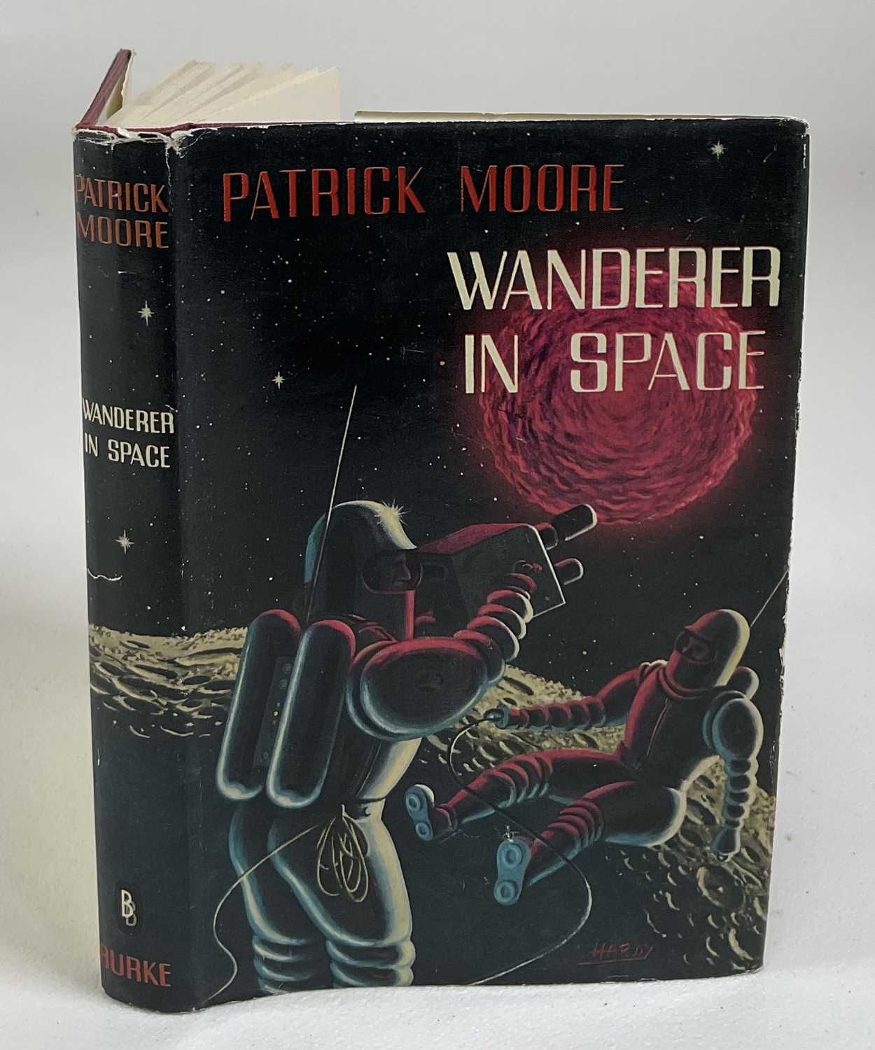 PATRICK MOORE; 'Wanderer in Space' 1961, first edition, with dust wrapper, and signed by the