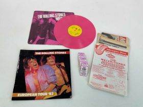 ROLLING STONES; a pink vinyl 'Miss You/Far Away Eyes', also a European Tour programme from 1982,