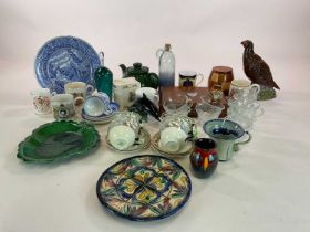 A collection of ceramics including a Poole pottery vase, height 10cm, Royal Doulton Famous Grouse