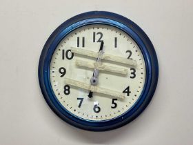 SMITHS; a mid 20th century Sectric industrial wall clock, with metal and glazed case, the dial